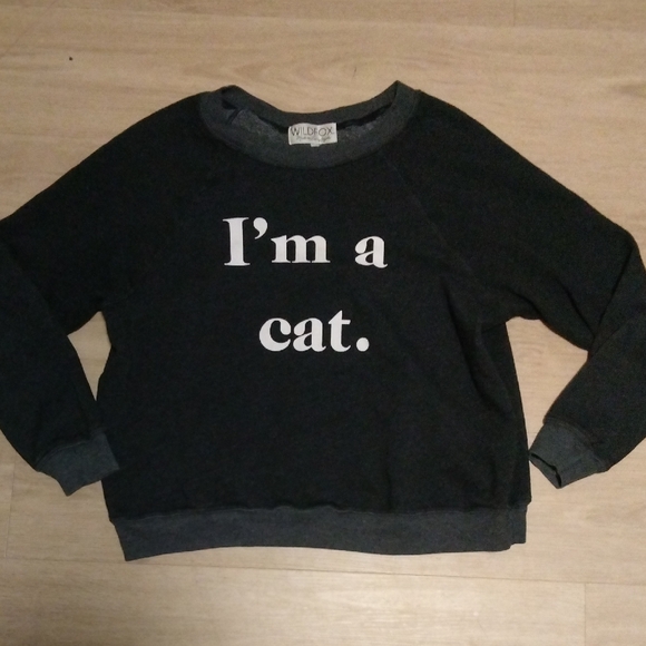 WILDFOX- "I'm A Cat" Black Sweatshirt Size S - Picture 1 of 3